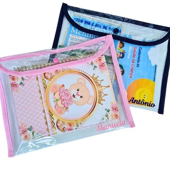 Capa Plástica Personalizada para Caderneta de Vacinação Documentos e Livro do Bebê
