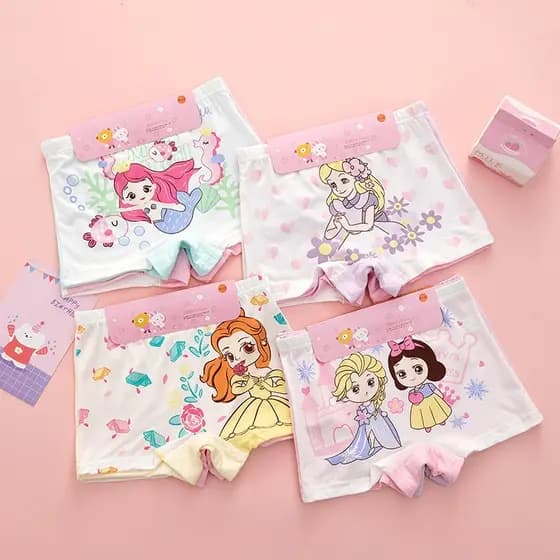 (4 Peças) Modal Roupa Íntima Feminina Boxer Infantil Baby