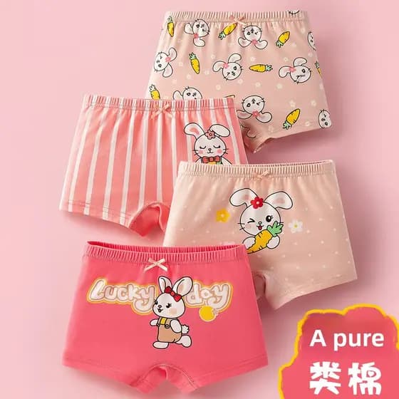4 peças-roupa íntima infantil para meninas boxer de algodão puro para meninas