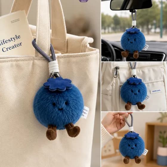 Bonito Mirtilo Pelúcia Chaveiro Macio Recheado Boneca Saco Charme Mochila Pingente Presente