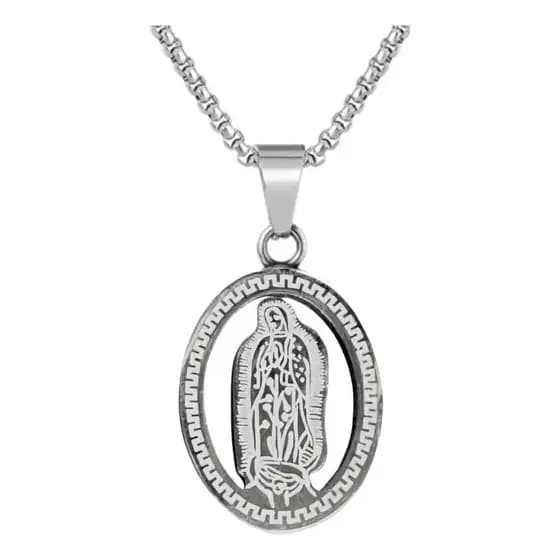 Colar Pingente Medalha De Nossa Senhora De Guadalupe Stlr 01