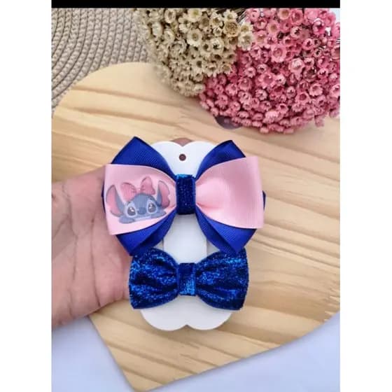 Laço Stitch, Laço Personalizado, Laço Infantil, Laço na Presilha, Parzinho de Laços