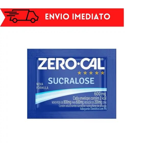 100 Envelopes de Adoçante Zero Cal Sucralose 600mg
