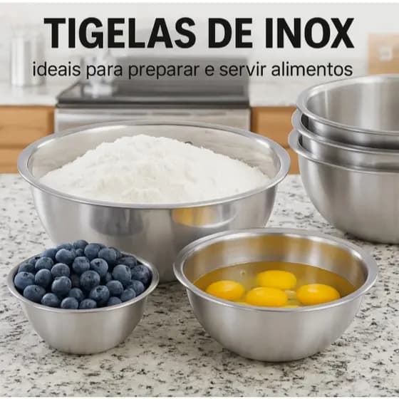 Bowl Inox Tigela Profissional Fundo Grosso Bacia Saladeira Tigela
