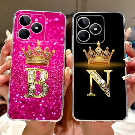 Para Realme Nota 50 Caso RMX3834 Capa De Luxo Coroa Letras Silicone Macio Claro TPU Telefone C51 C53 Note50 4G Embalagem