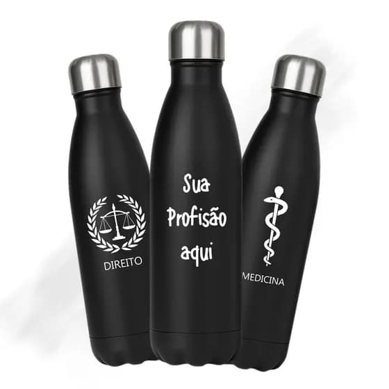 Garrafa Térmica 500ml em Aço Inox Squeeze personalizada - Profissões Faculdade Curso