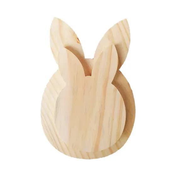 Kit Tábuas Cabeça De Coelho P/ Mesa Posta Pascoa Madeira Pinus