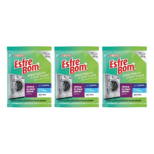 Kit 3 Limpa Máquina De Lavar Roupas Esfrebom 80g