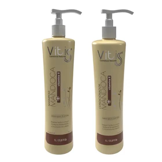 Shampoo 1 litro + condicionador Mandioca Vitiss brilho intenso estimula crescimento e fortalece fios