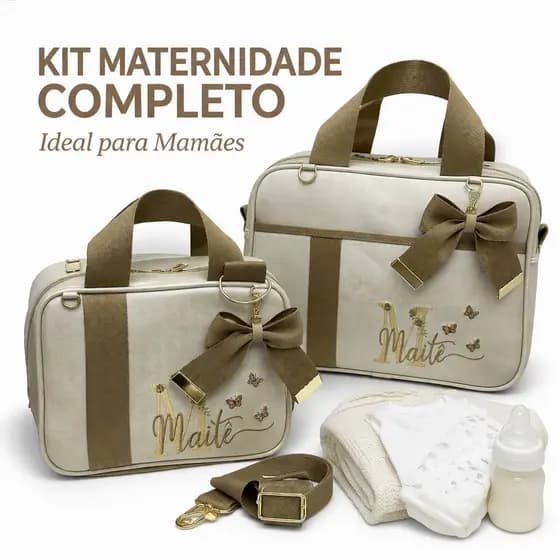 kit completo bolsa Maternidade Personaliza para menina e menino com nome Bordado luxuoso.