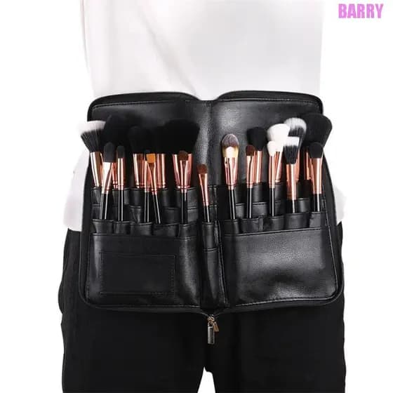 BARRY Cosmetic Fanny Pack , Couro PU 24 Bolsos Pincéis De Maquiagem Bolsa De Cintura , Com Cinto Organizador De Escova D