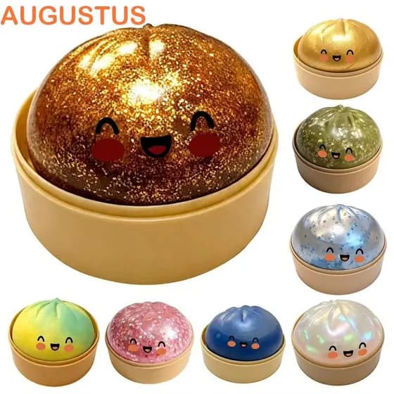 AUGUSTUS Dumpling Squishes , Bolas Sensoriais Brilhantes De Arco-Íris Gigante , Brinquedo Mole Macio Em Forma De Bolinho