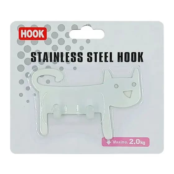 Gancho Duplo Em Aço Inox Gato Suporta Até 2kg Organizador