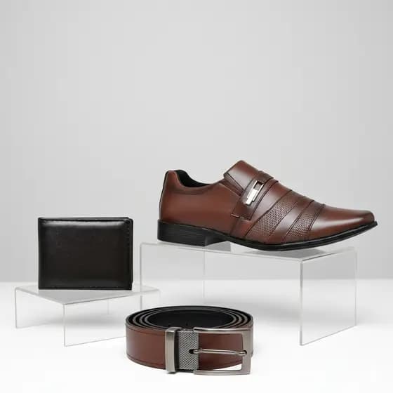 Kit Sapato Social Masculino Cinto Carteira Couro Preto Verniz Marrom Trabalho Festa Casual Sapatenis