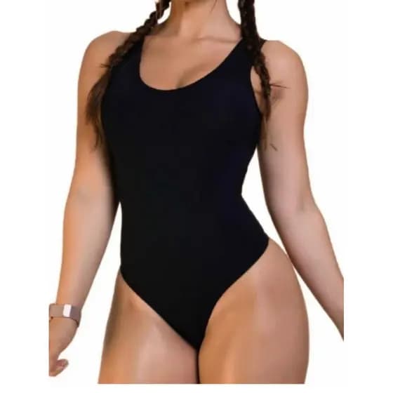 Maio Feminino Em Suplex Forrado Preto Roupa de Banho Piscina Parque Aquático Pronta Entrega