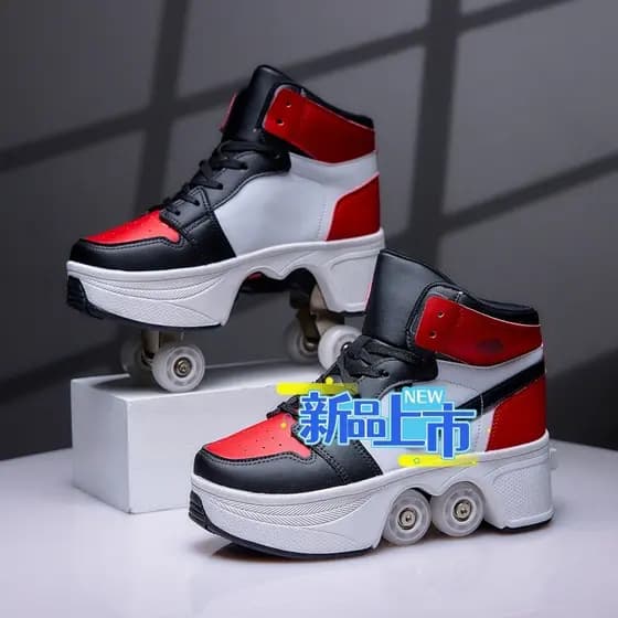 Influencer Sapatos de rampagem deformados automáticos de quatro rodas para crianças médias e grandes Patins de fileira d