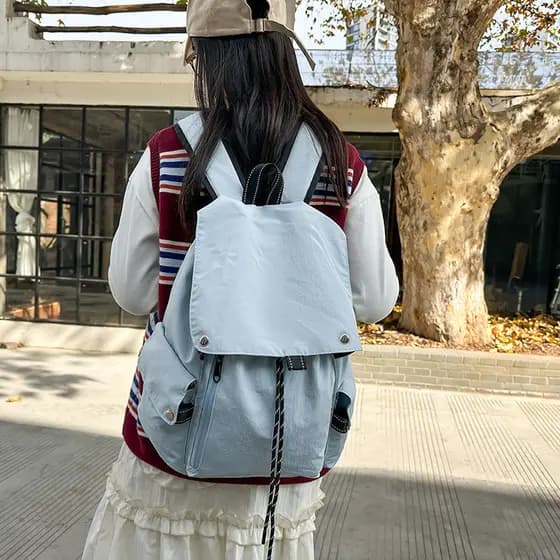 Mochila escolar para meninas do ensino fundamental, estilo universitário, cor sólida, mochila escolar leve, mochila de v