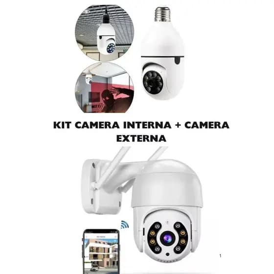 kit com 1 Câmera segurança wifi ip sem fio 360 lampada+ Câmera Externa Ip Prova D'água Infravermelho