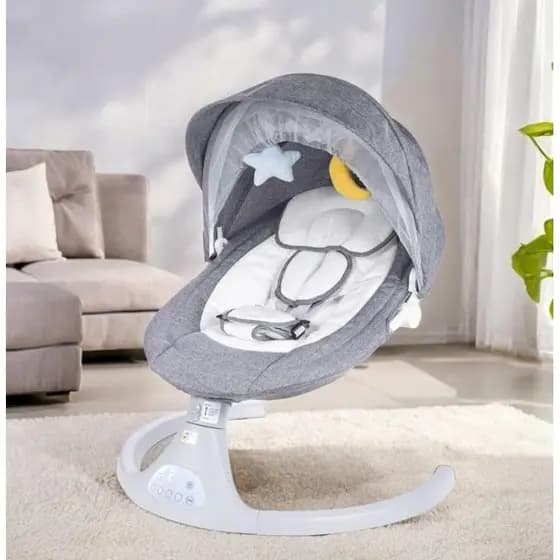 Cadeira de Descanso Balanço para Bebê com Música Mosquiteiro Controle Remoto Premium