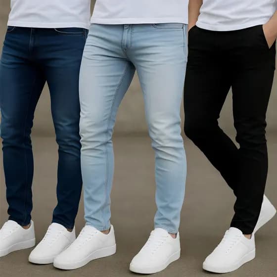 Calças Jeans Masculina Premium Skinny Corte tradicional Basico com Lycra Lavagem Clara Escura ou Preta