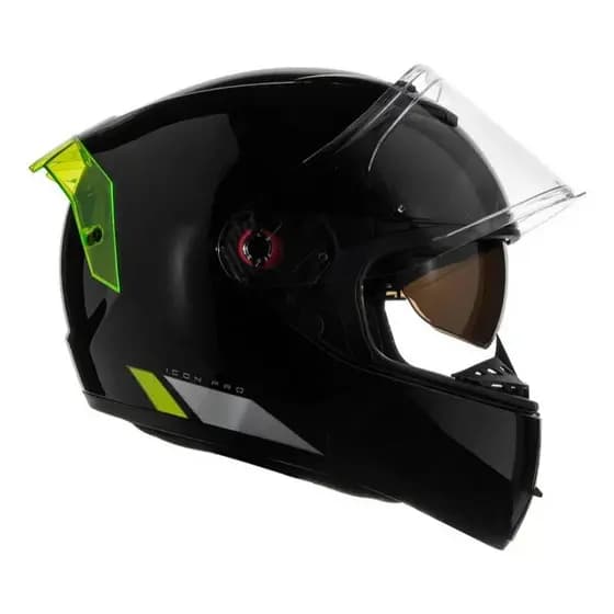 Capacete Peels Icon Pro 2nd Preto Amarelo Óculos Solar Brilhante