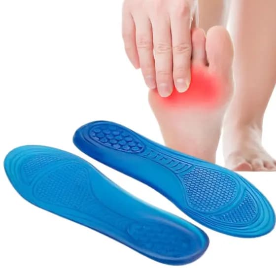 Par De Palmilha Gel Silicone Ortopédica Anti Impacto Confortável Tamanho Ajustável Absorção de Impacto
