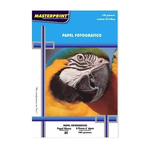 Papel Fotográfico 180g 50 folhas - Papel Fotográfico Glossy A4 210mmx297mm 180g Com 50 Folhas Masterprint