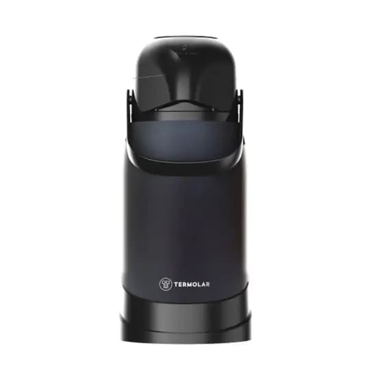 Garrafa Térmica De Pressão P/ Café 100% Inox Preto HUB R-evolution 1,2 litro Ampola Inox 36h Frio 20h Quente Termolar