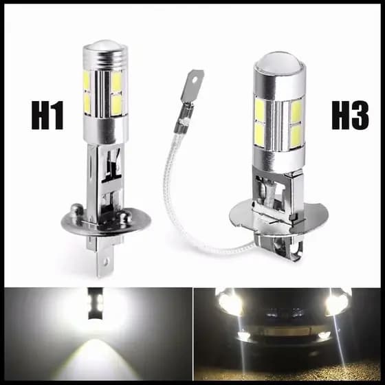 2PCS H1 H3 Lâmpadas LED 6000K Super Brilhante Branco De Alta Potência 10-SMD 5630 Lâmpada De Nevoeiro Para Automóveis DRL Automática