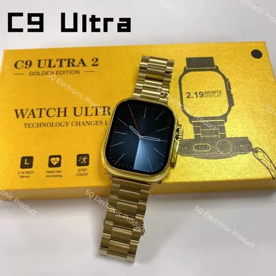 2025 C9 Ultra MAX Gold Smart Watch NFC Relógio Smartwatch Sem Fio Bluetooth Chamada Homens Mulheres Série Esportiva