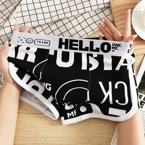 Novo estilo roupa interior masculina impresso Boxer Briefs Boxer Briefs fino-ajuste respirável tamanho grande Boxer Brie