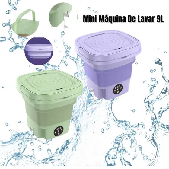 Mini Máquina De Lavar Silenciosa Dobrável Portátil 9 Litros
