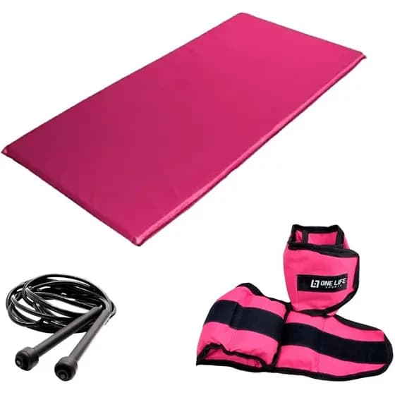 Kit Academia Colchonete De Academia + Corda De Pular + Caneleira 4kg