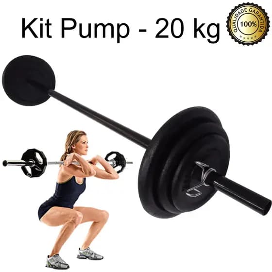 Kit Completo Body Pump C/barra E 20kg De Anilha Emborrachada Musculação Supino Fortalecimento