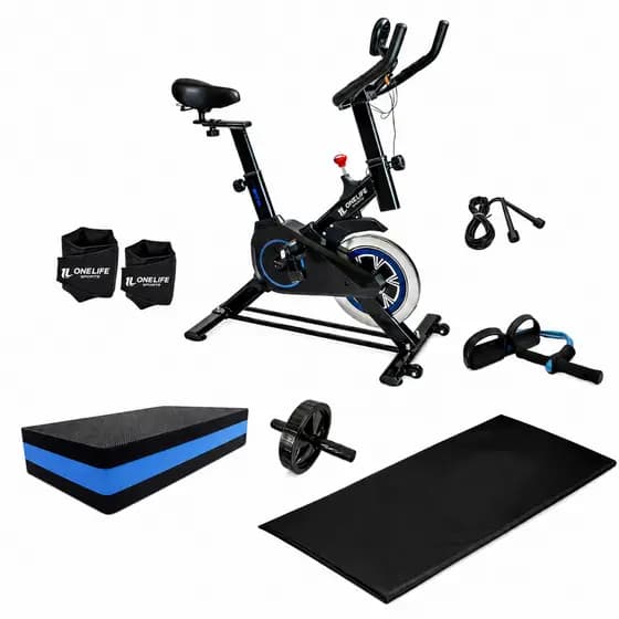 Bike Spinning Inércia 6 KG + Kit Treino Funcional em Casa | One Life Sports