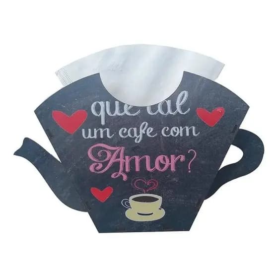 Porta Filtro de Papel para Coador de Café Decorativo - Café com Amor