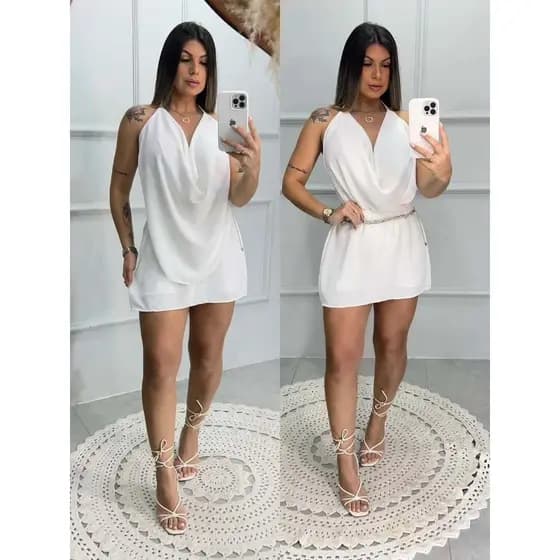 Conjunto Short Saia + Blusa bata Feminina