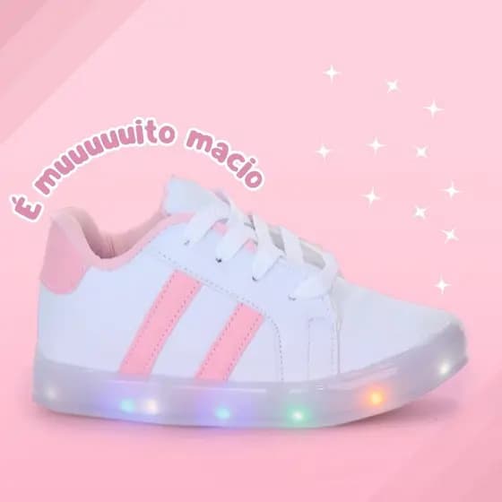 Tenis Calcado Sapato Led Infantil Juvenil Menina Com Luzinha Luz Automatica