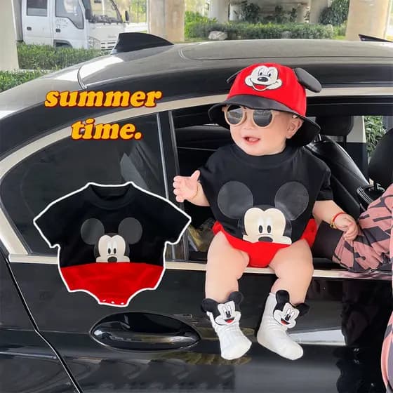 Roupas Para Bebês Recém-Nascidos Mickey Onesies Romper Jumpsuit Cosplay Animais 0-24M
