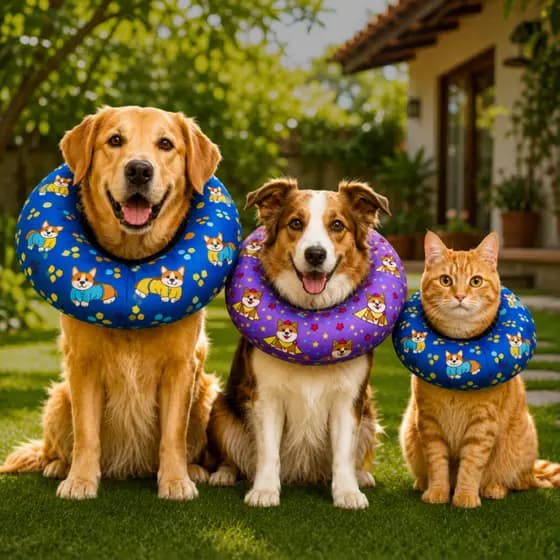 Elizabetano Colar Ajustável Cone ColarElizabetano de Tecido para Cachorro Gato Gata