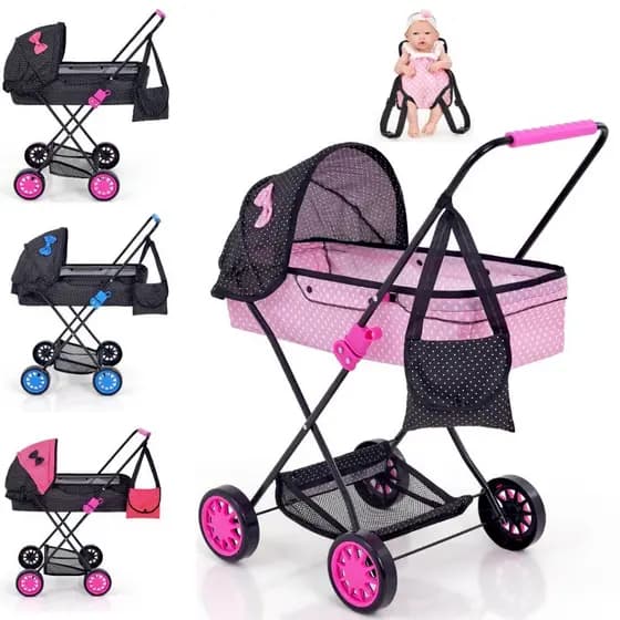 Carrinho De Boneca Porta Objeto Veneza Luxo Reborn Estiloso Bolsa Canguru