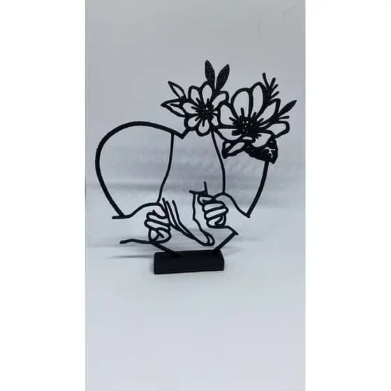 Quadro mãe e filho Decorativo mesa -Quadro Decorativo -Quadros Sala, Varanda. Silhueta Mulher com Flores em Vaso