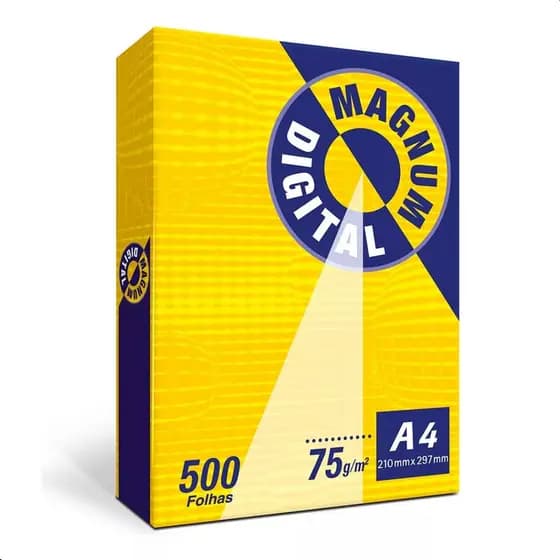 Papel Sulfite A4 Branco Magnum 75g/m² 500 Folhas 210mmx297mm - Papel Sulfite A4 Branco Magnum