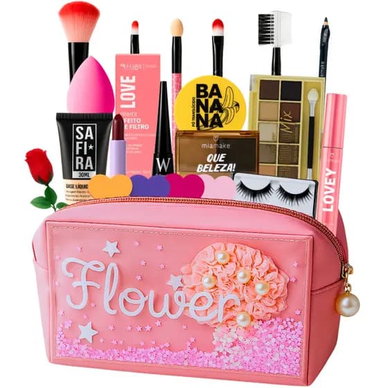 Kit De Maquiagem Com Maleta Para Mulher Presente Make Top Itens Premium