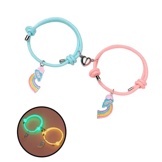 Pulseira Infantil Que Brilha No Escuro Desenho Animado Arco-Íris Melhores Amigos Acessórios Magnéticos De Liga