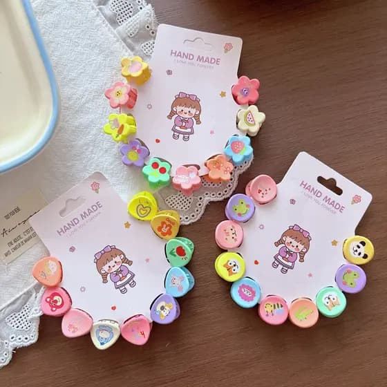 10 Pçs Meninas Colorido Animal Flor Garra Clipes Para Franja , Cabelo Lateral E Penteados Brincalhãos