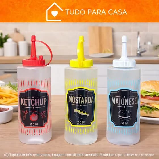Kits Bisnagas Ketchup Maionese Mostarda Flexiveis e Resistente