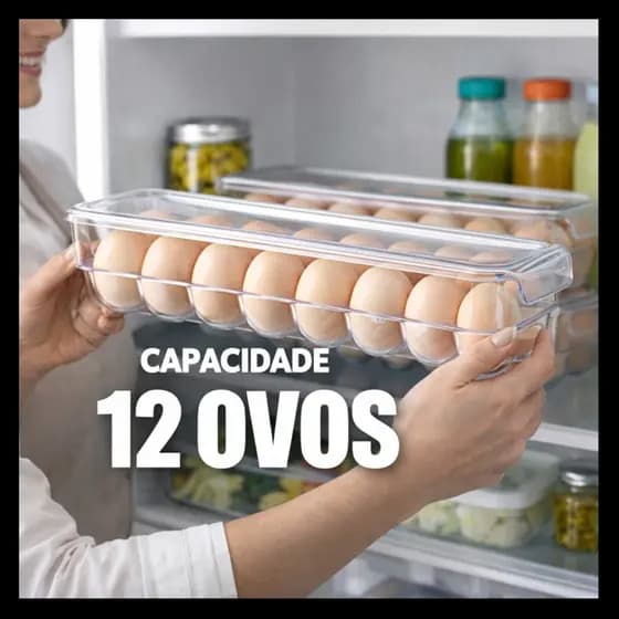 Porta Ovos Suporte 1 Andares Para 12 Ovos Dispenser Armazena e organizador de Geladeira