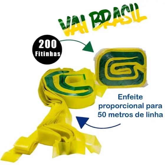OFERTA FITAS ENFEITE DE RUA COPA DO BRASIL RABIOLA VERDE AMARELA FAIXA DECORAÇÃO PROMOÇÃO