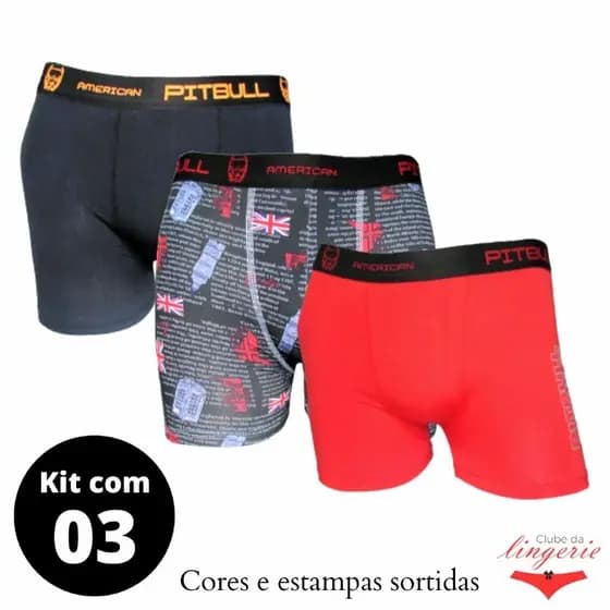 Kit 03 Cueca Boxer Microfibra Masculina Adulto Linha Premium